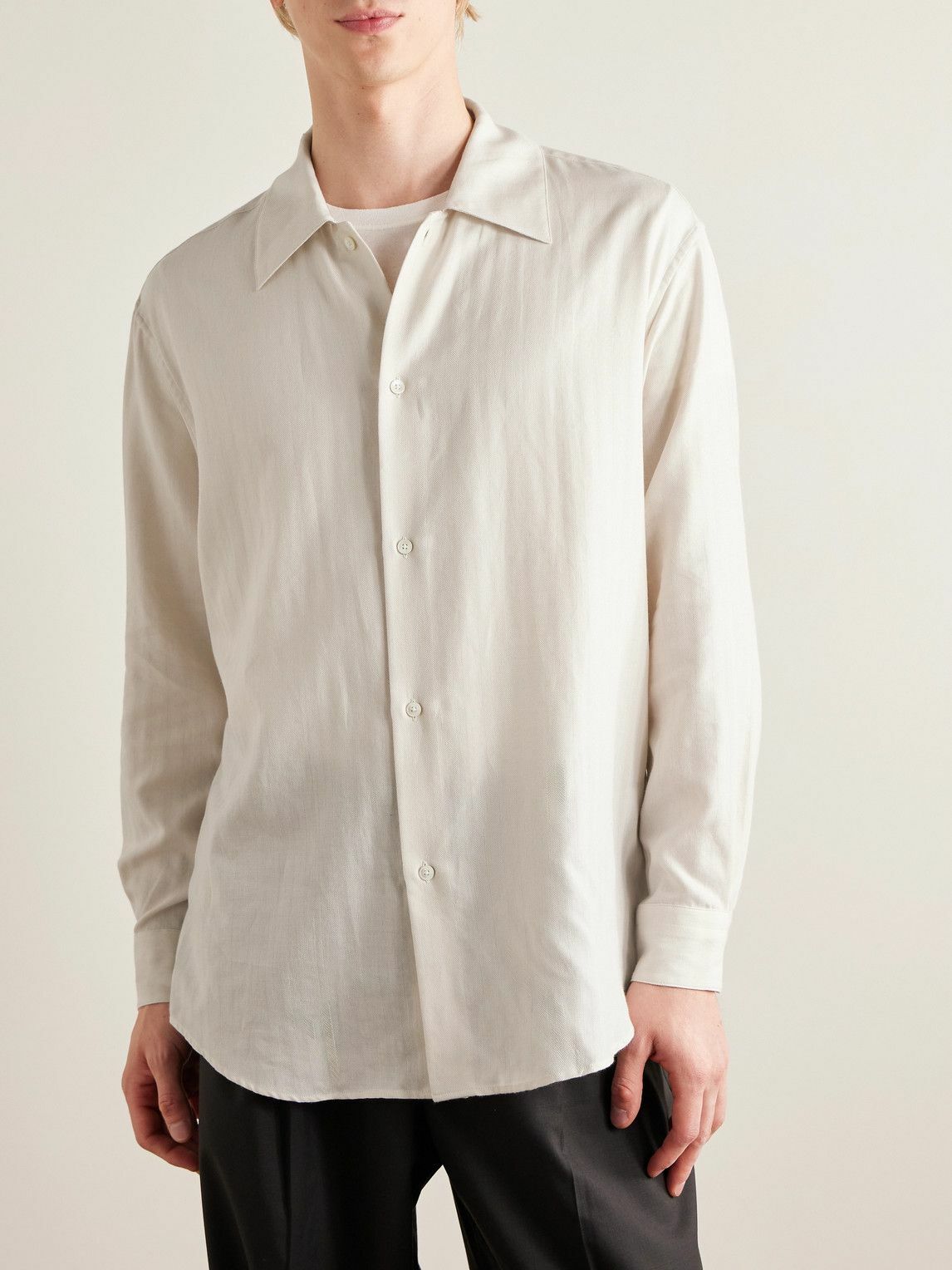 Auralee - Herringbone Cotton and Cashmere-Blend Shirt - White Auralee