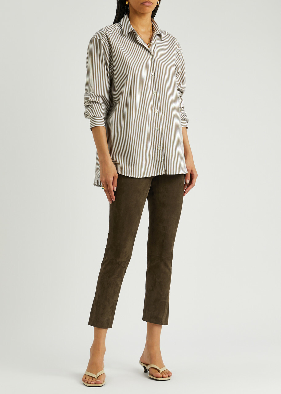 Vince Split-cuff Suede Trousers Brown