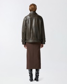 Pinko Old Effect Leather Jacket Caviar Black