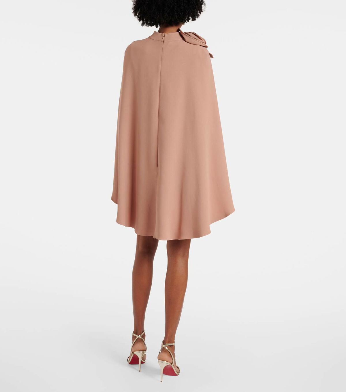 Elie Saab Caped floral-appliqué cady minidress