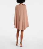 Elie Saab Caped floral-appliqué cady minidress