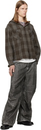 Diesel Gray Distressed-Effect Faux-Leather Pants