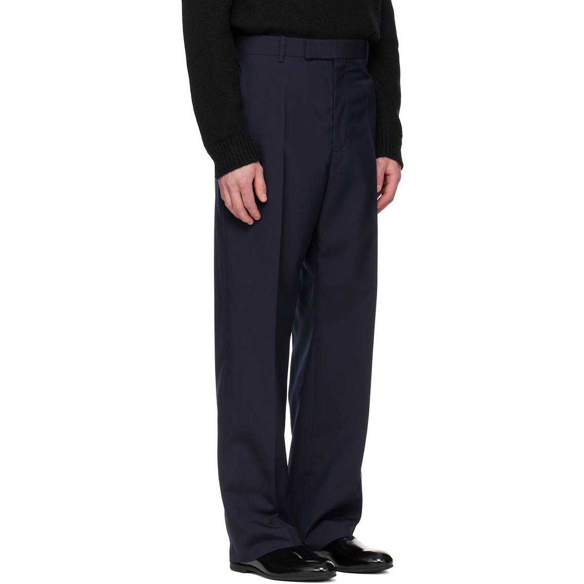 Jil Sander Navy Wool Poplin Trousers