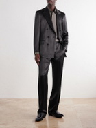 TOM FORD - Straight-Leg Pinstriped Satin Suit Trousers - Black