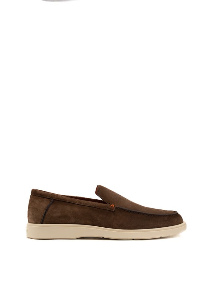Mocassin Santoni En Suède Gris Pour Homme - Fait Main En Italie, Taille 41 (US 8)