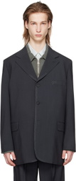 YOKE Black Contrast Stitch Blazer