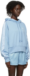 adidas Originals Blue Satin Tape Adicolor Classics Cropped Hoodie