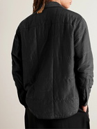 Auralee - Quilted Padded Crinkled Cotton and Silk-Blend Overshirt - Black