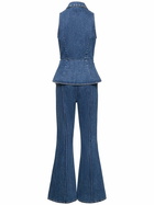 SELF-PORTRAIT - Cotton Denim Jumpsuit