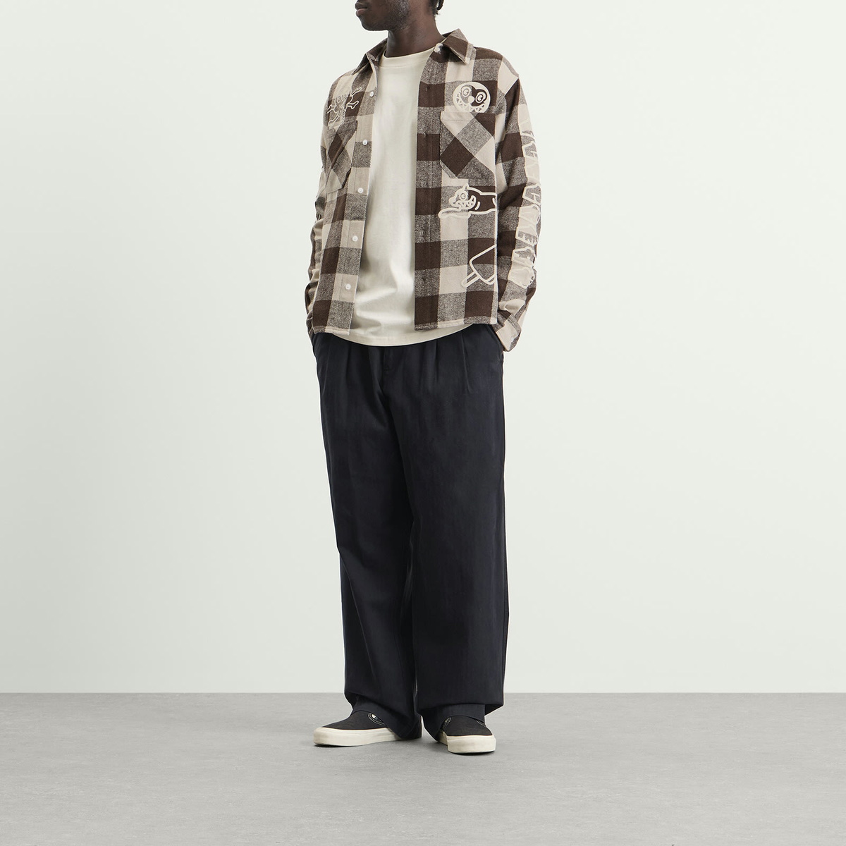 ICECREAM Men's Multi Logo Check Ls Shirt in Brown