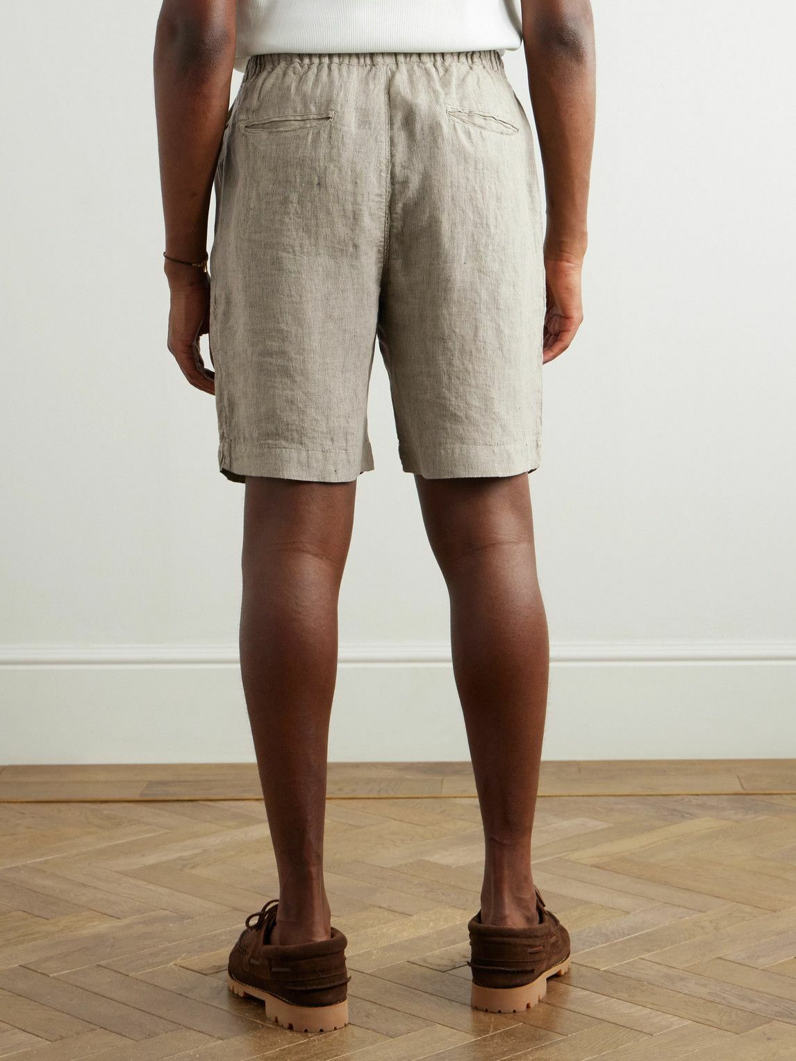 Massimo Alba - Kevin Straight-Leg Pleated Linen Drawstring Shorts - Neutrals