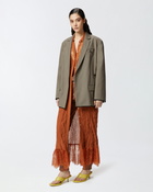 Pinko Long Shirt Dress With Lace Details Tan Brown