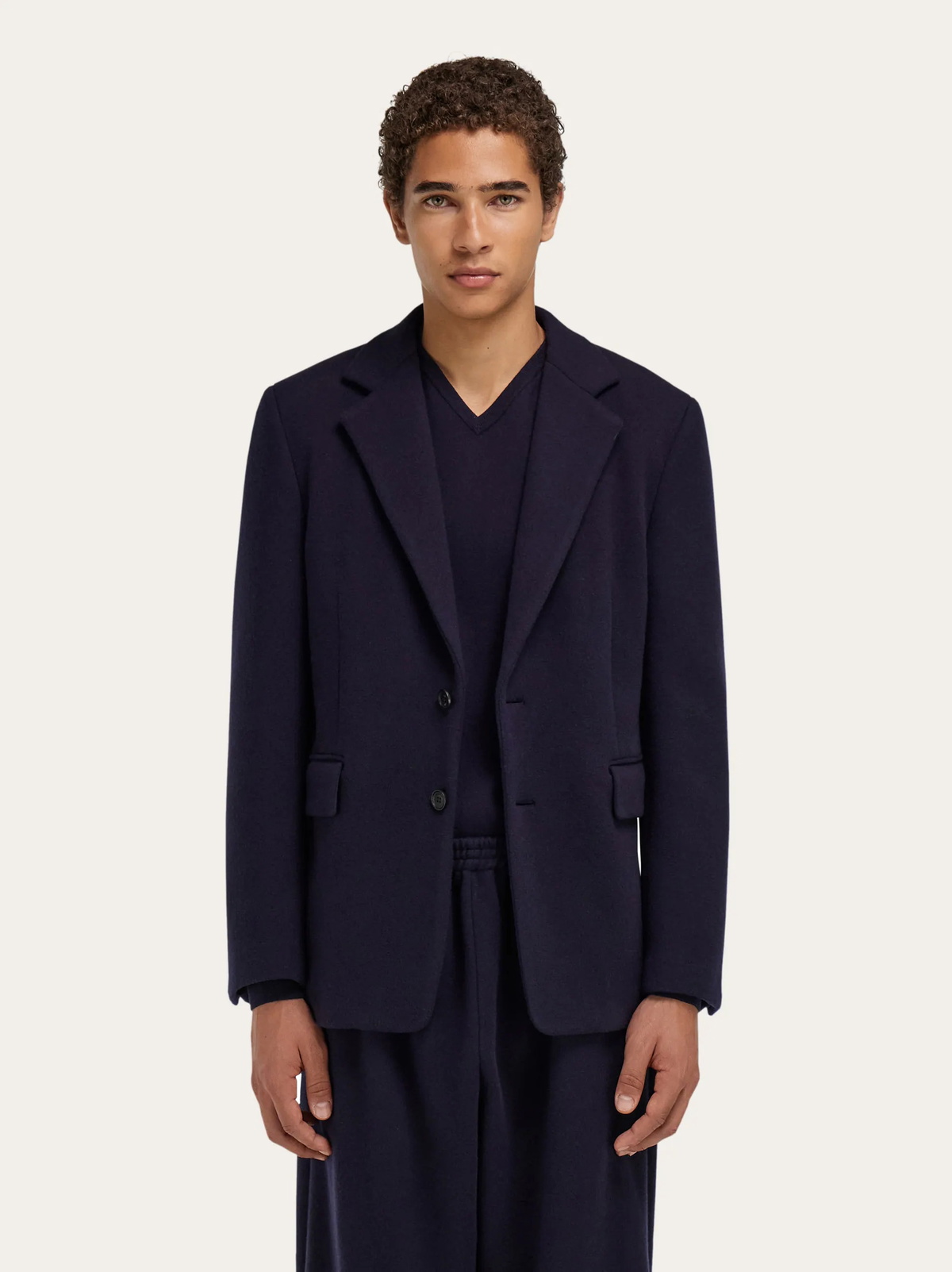 Ferragamo Mens Single breasted jersey blazer in Blue