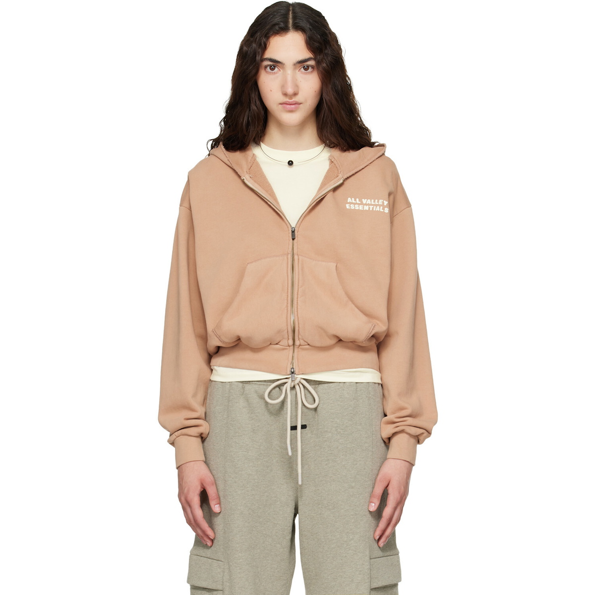 Fear of God ESSENTIALS Tan Full Zip Hoodie