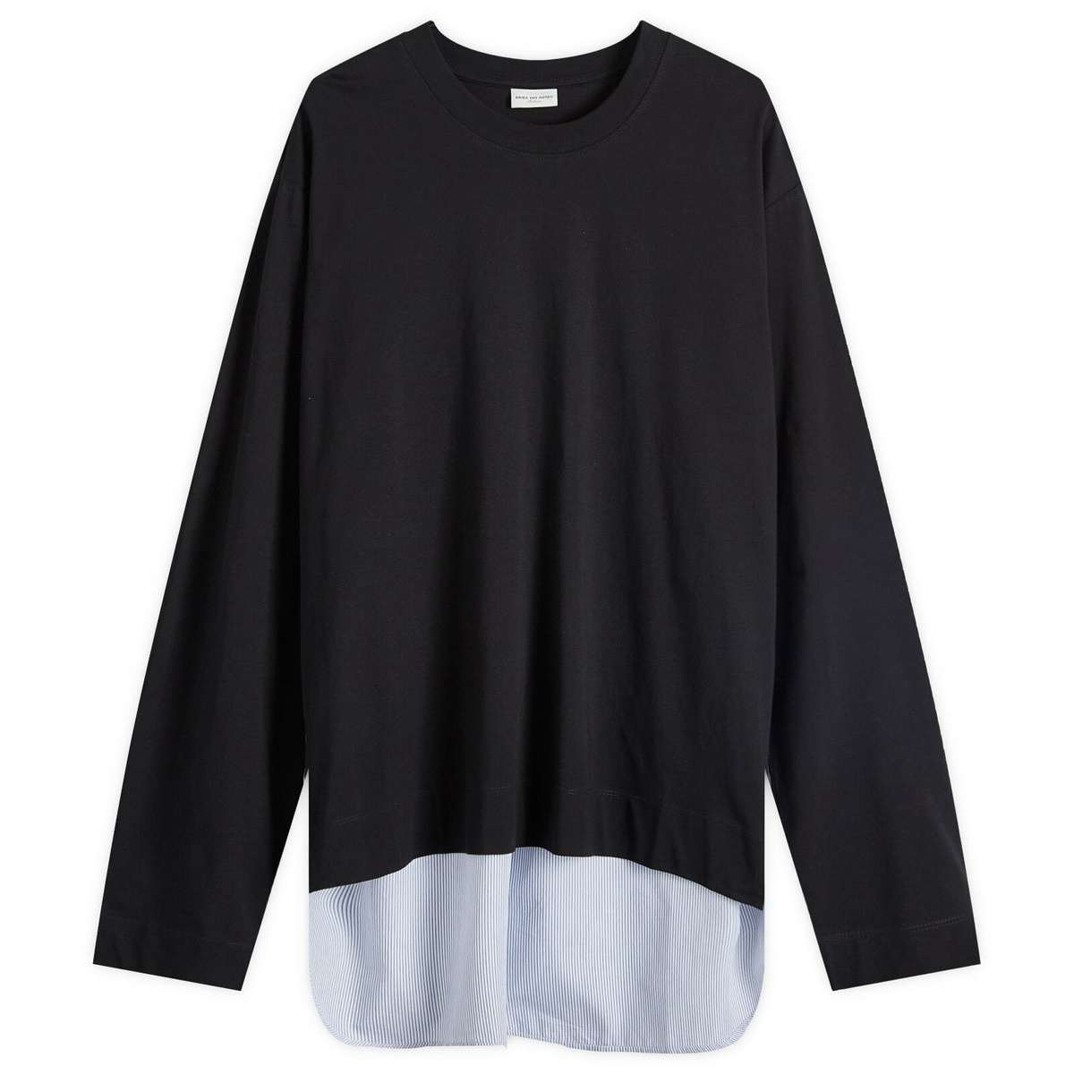 Dries Van Noten Men's Hemron Poplin Back Long Sleeve T-Shirt in