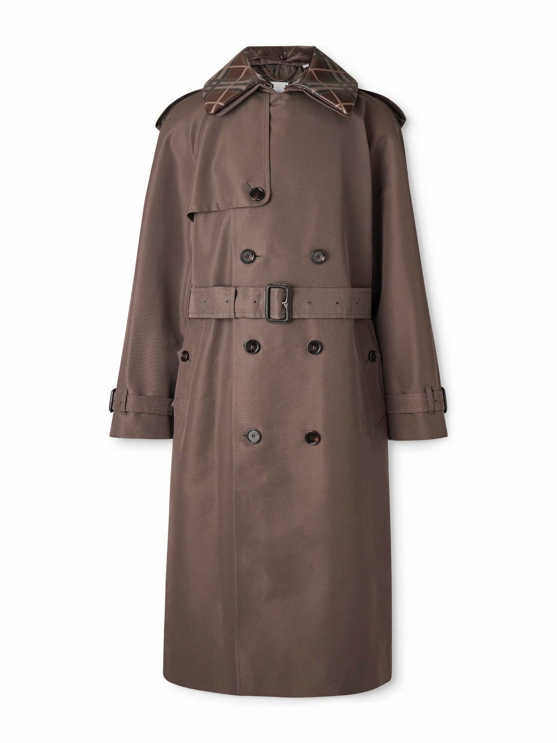Burberry - Leather-Trimmed Silk and Cotton-Blend Trench Coat - Brown