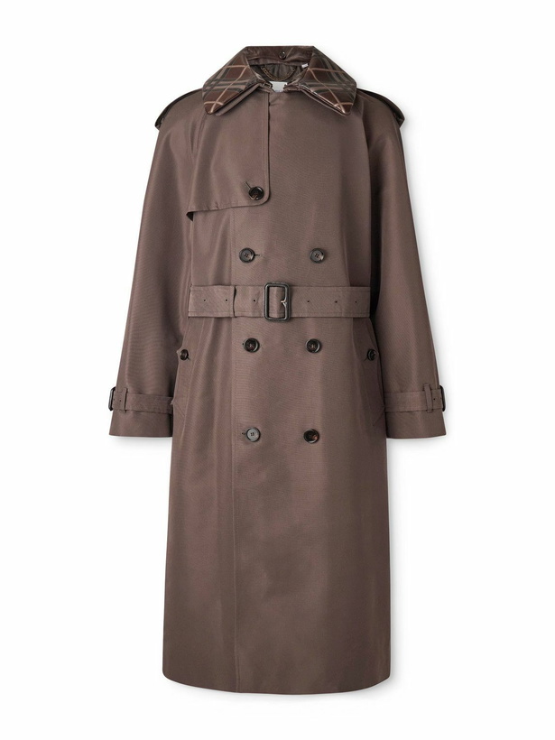Photo: Burberry - Leather-Trimmed Silk and Cotton-Blend Trench Coat - Brown