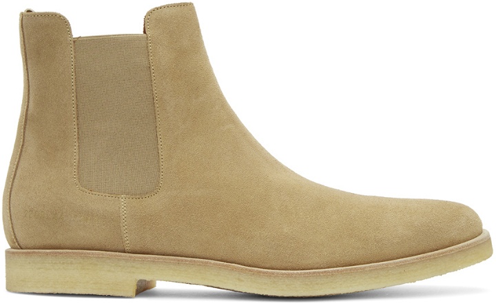 Photo: Common Projects Beige Suede Chelsea Boots