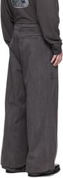 We11done Gray Western Embroidered Trousers