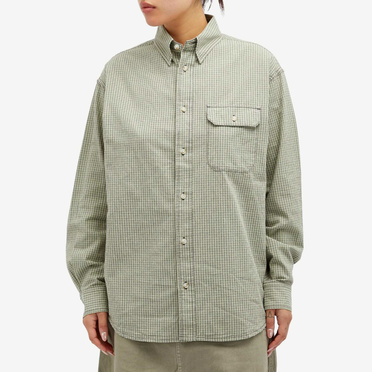 Gramicci Women's Checkered Stance Shirt in Sierra Check Mint
