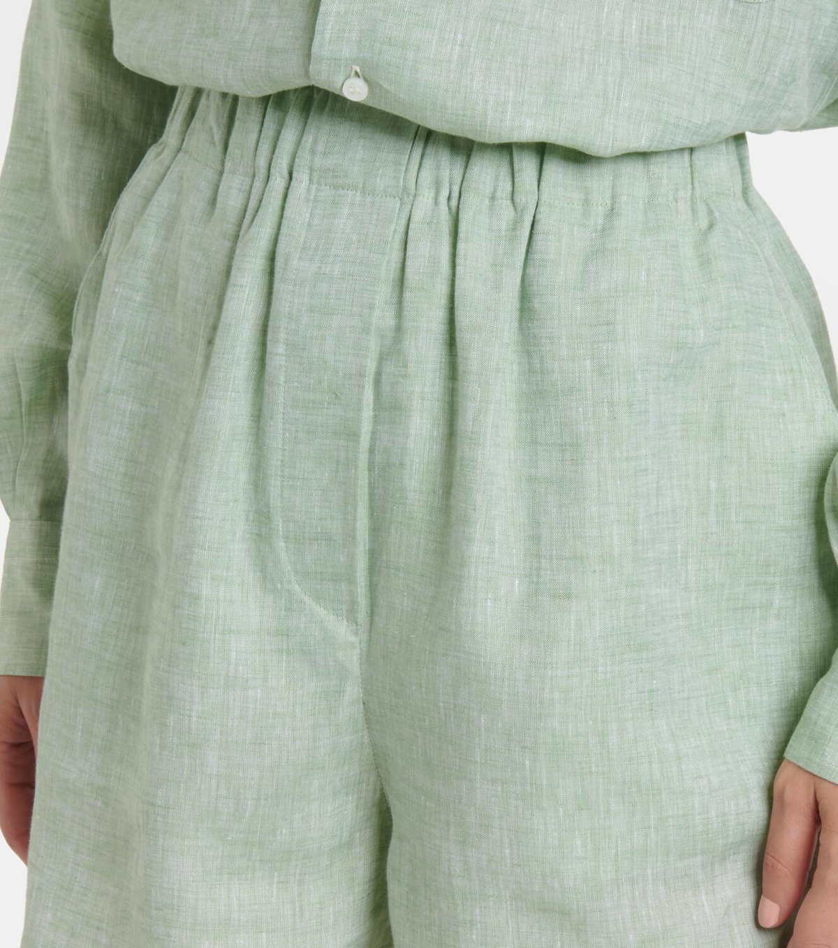 Loro Piana Angelo high-rise linen Bermuda shorts