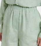 Loro Piana Angelo high-rise linen Bermuda shorts