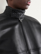 Bottega Veneta - Intrecciato-Trimmed Leather Blouson Jacket - Black