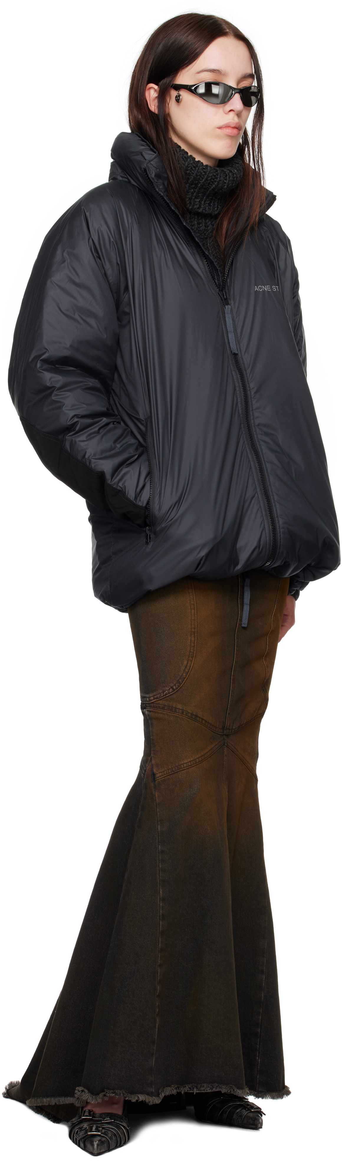 Acne Studios Black Reflective Logo Down Jacket
