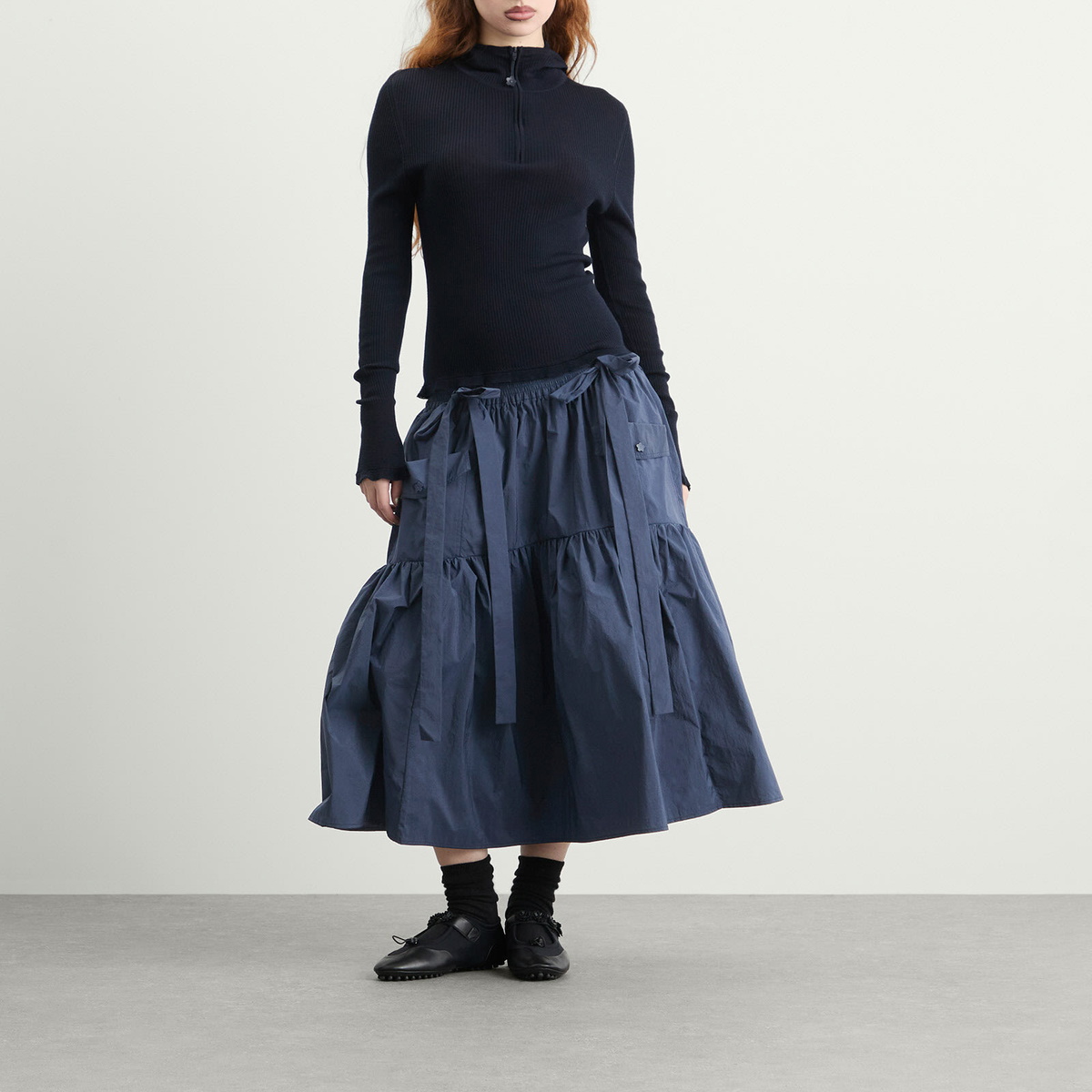 Cecilie Bahnsen Women's Cai Skirt in Ripstop in Navy