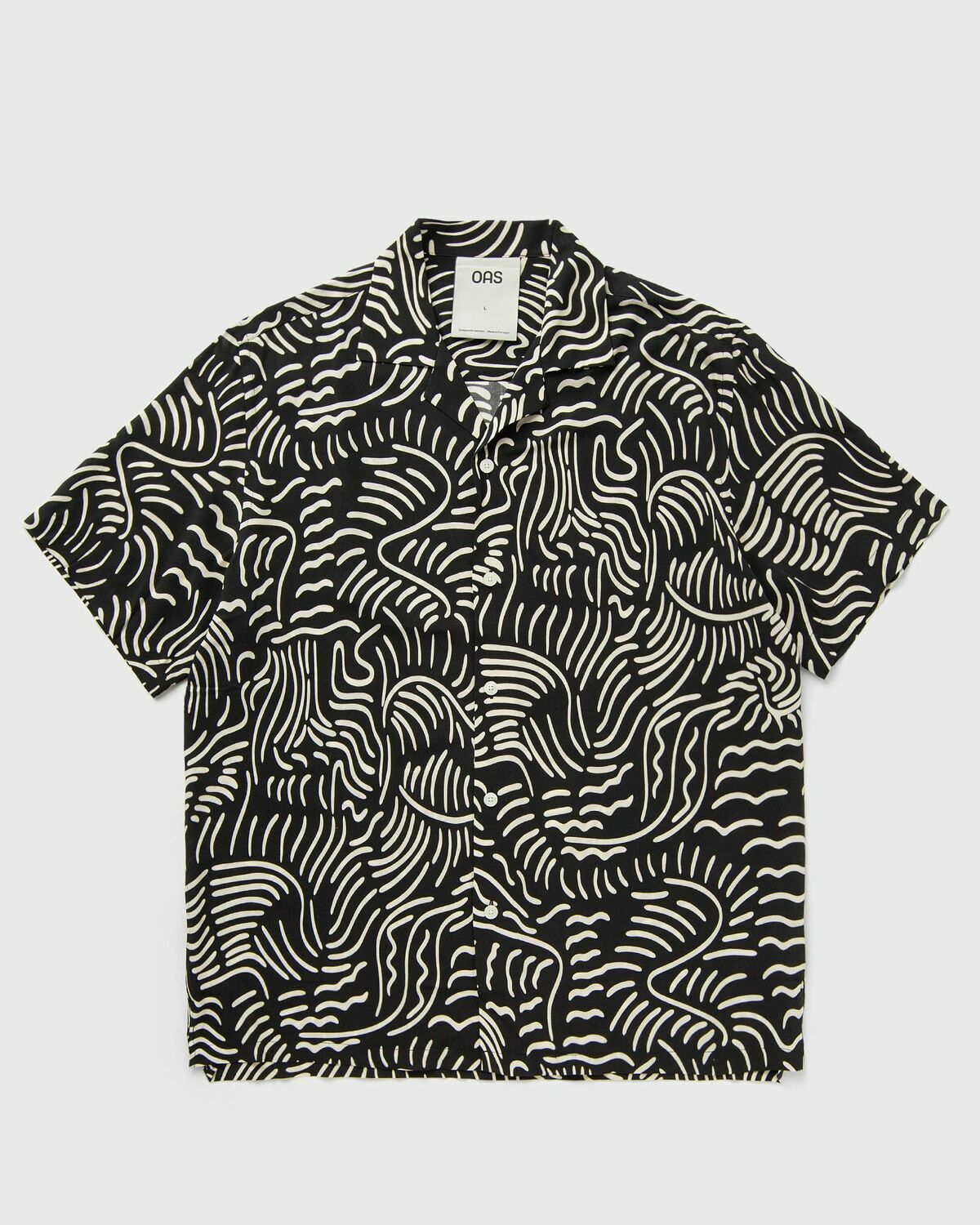 OAS Tar Lorenzo Viscose Shirt Black Mens Shortsleefe