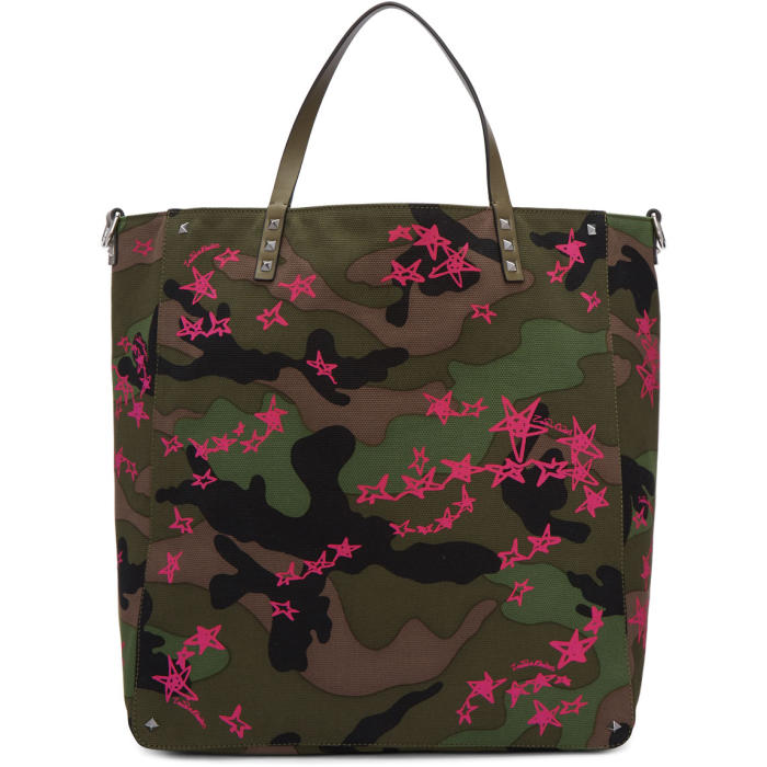 Photo: Valentino Green Valentino Garavani Pink Camo Punk Stars Tote