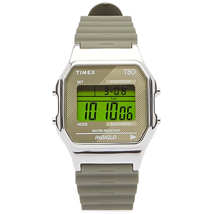 Photo: Timex 80 Digital Watch in Silver/Olive