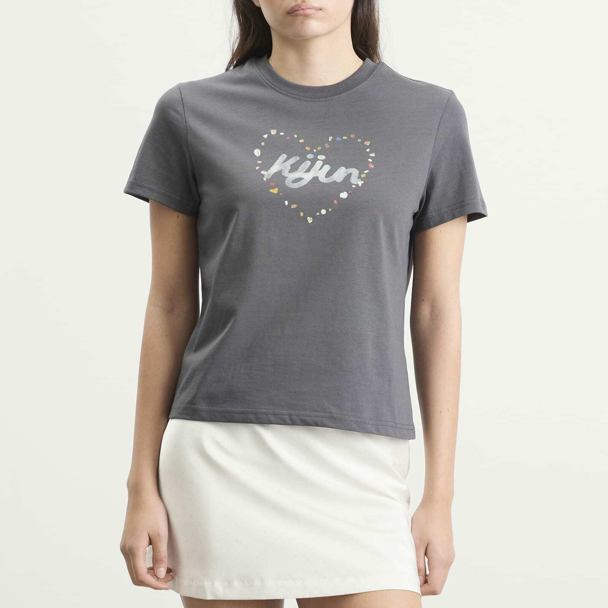Kijun Women's Pebble Heart T-Shirt in Charcoal