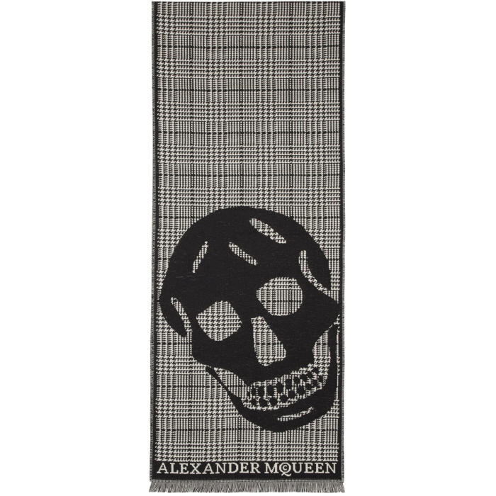 Photo: Alexander McQueen Black and Off-White Oversized Skull Scarf 