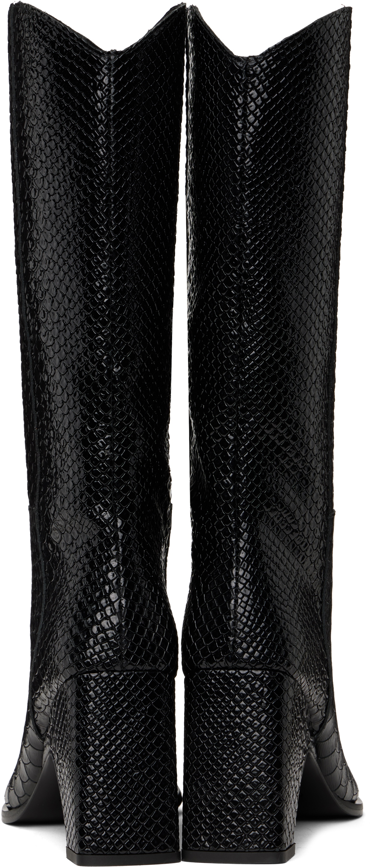 Coperni Black Python Embossed Bridge Cowboy Boots
