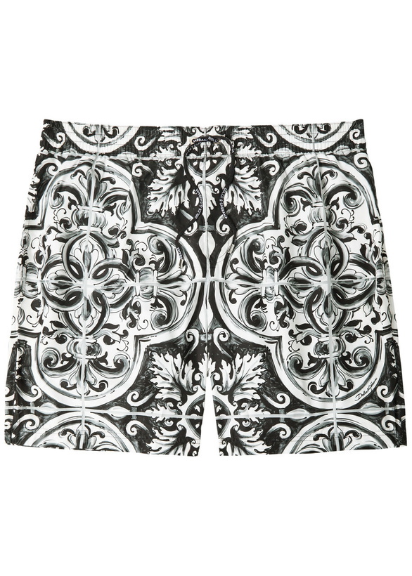 Photo: Dolce & Gabbana Printed Shell Swim Shorts Black And White