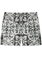Dolce & Gabbana Printed Shell Swim Shorts Black And White