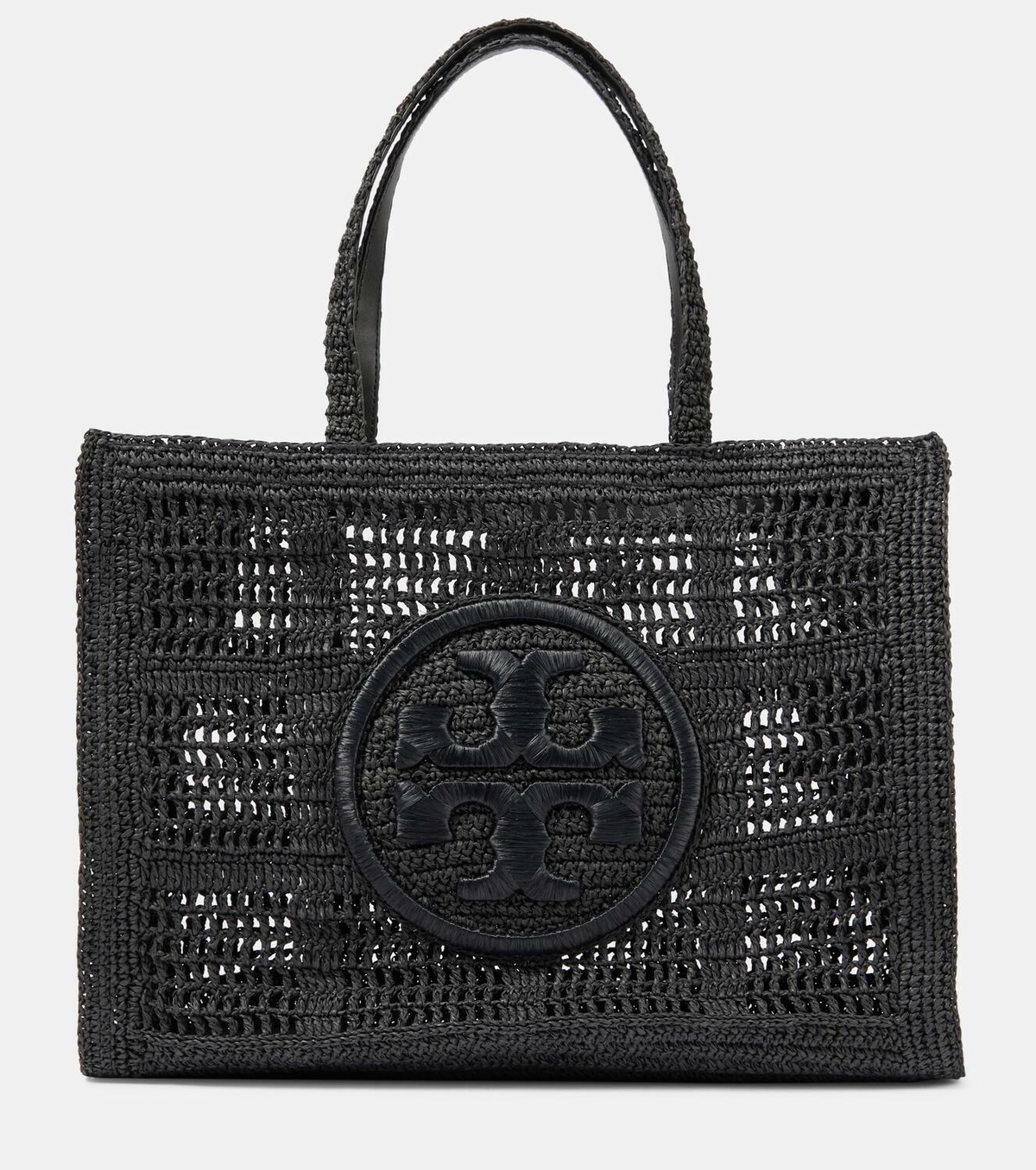 【関税&送料込】Tory Burch Black Raffia Large Ella Shopping Tory Burch Ella Large crochet raffia tote bag Tory Burch