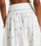 Self-Portrait Embroidered cotton midi skirt