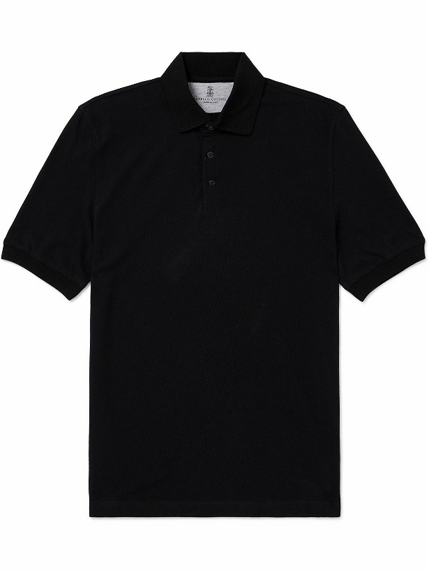 Photo: Brunello Cucinelli - Slim-Fit Cotton-Piqué Polo Shirt - Black