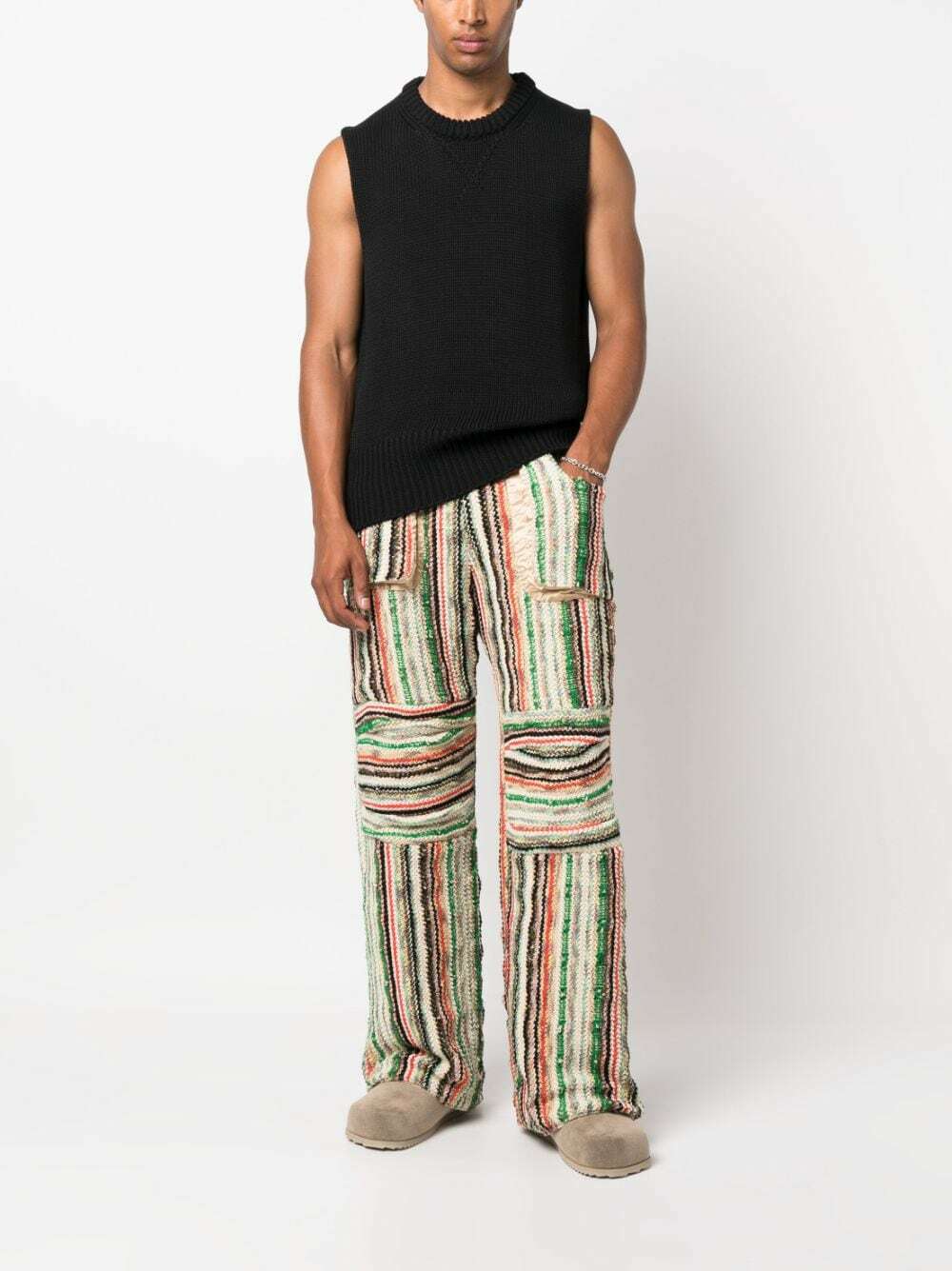 VITELLI - Patched Cotton Blend Wool Trousers