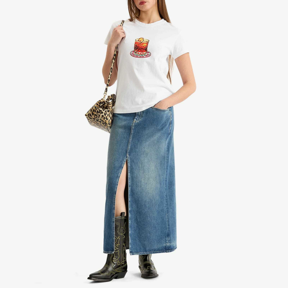 Damson Madder Women's Negroni Shrunken T-Shirt in White