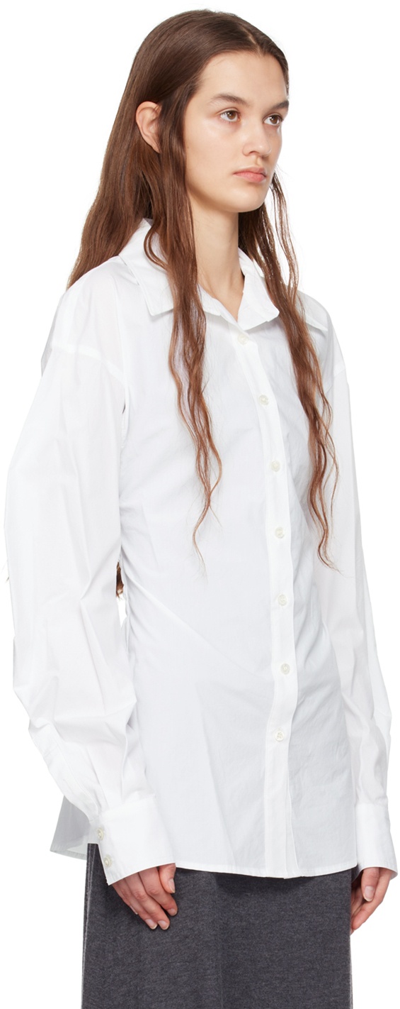 DRAE White Pleated Hem Shirt