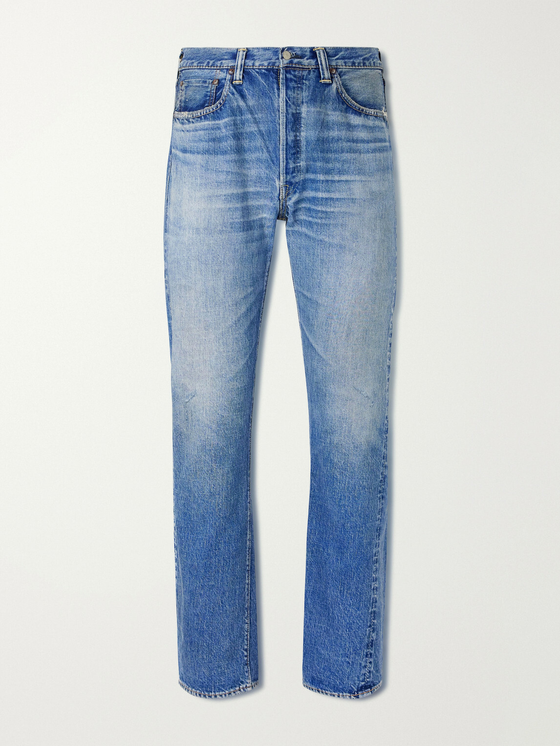 FULLCOUNT - Dartford 1341-1101 Straight-Leg Distressed Selvedge Jeans - Blue