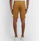 Aspesi - Slim-Fit Pleated Cotton and Linen-Blend Shorts - Yellow