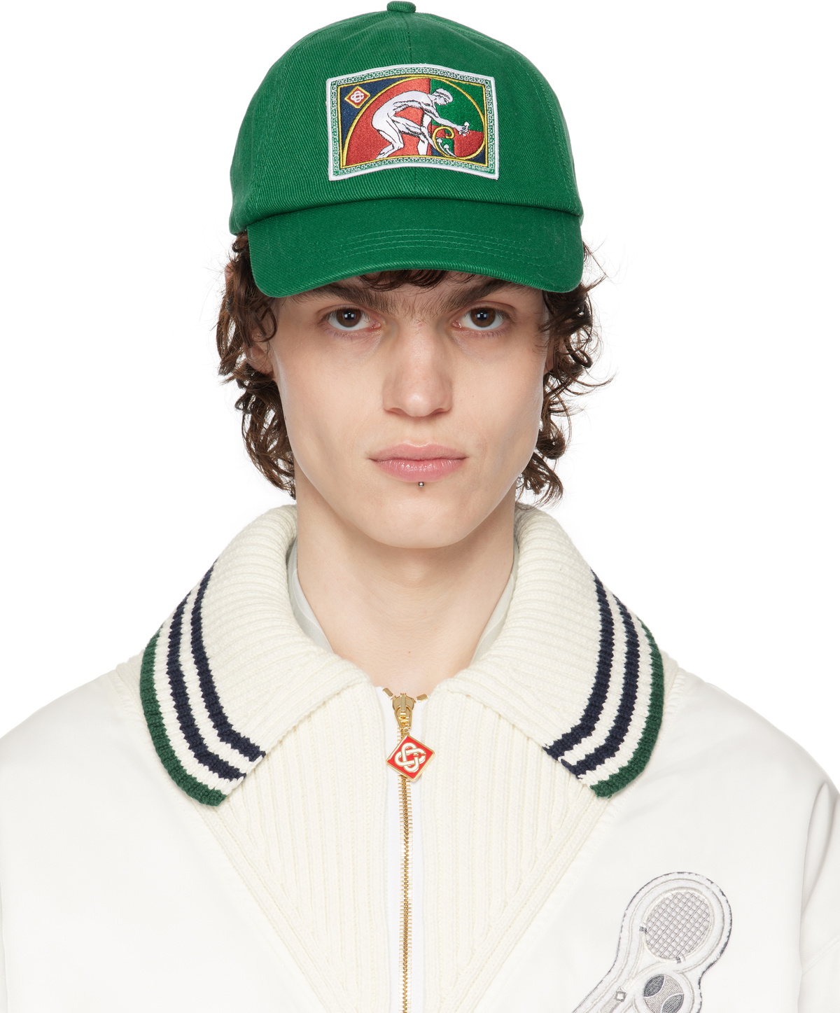 Casablanca Men's Diamond Logo Patch Cap in Black Casablanca