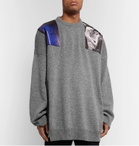 Raf Simons - Oversized Embellished Mélange Virgin Wool Sweater - Gray