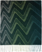 Paul Smith Gray & Green Gradient Zig Zag Waterfall Scarf