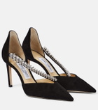 Jimmy Choo Bee 85 embellished suede pumps