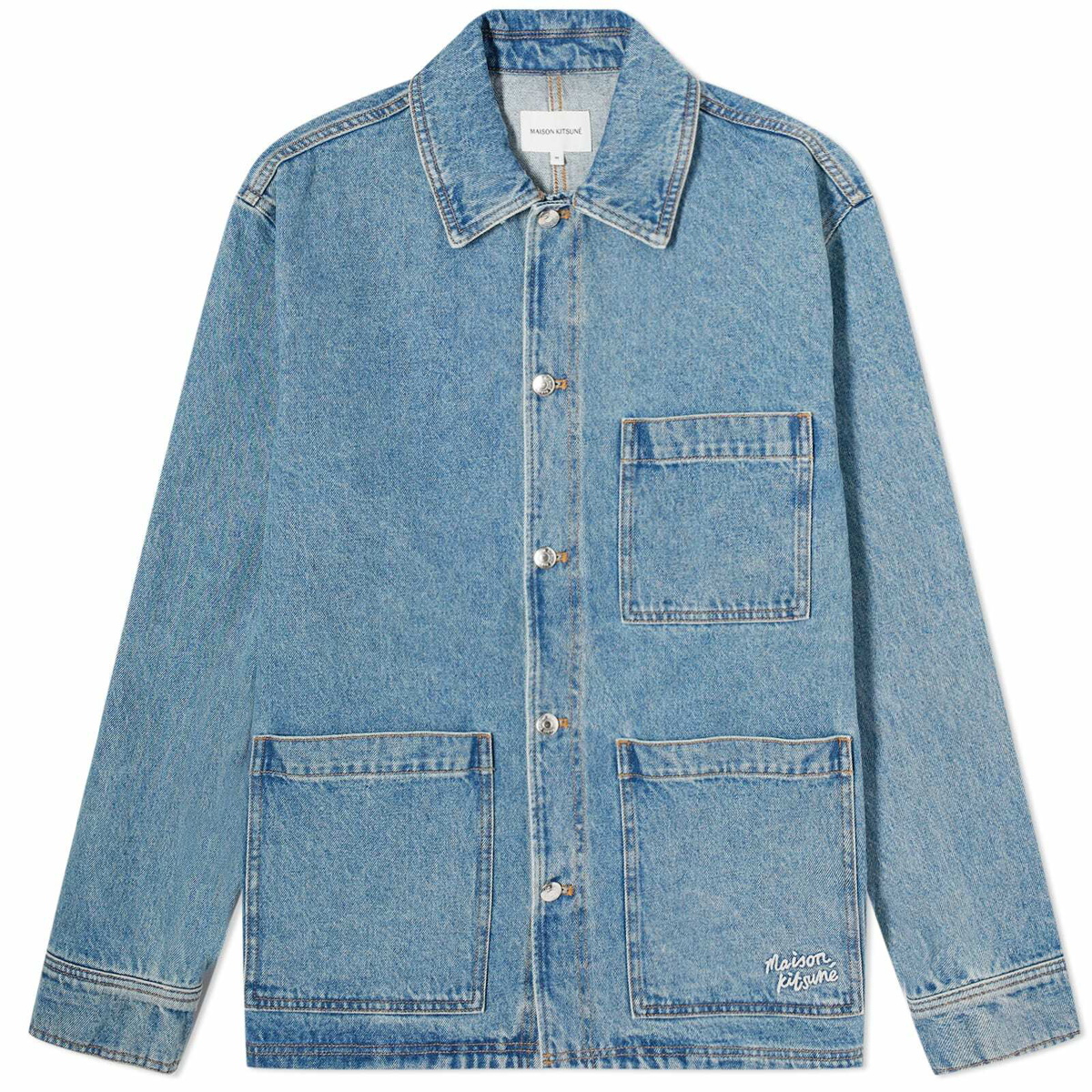 99年製 STONE  Denim WorkJacket Maison Kitsuné Men's Denim Work Jacket in Light Stone Indigo